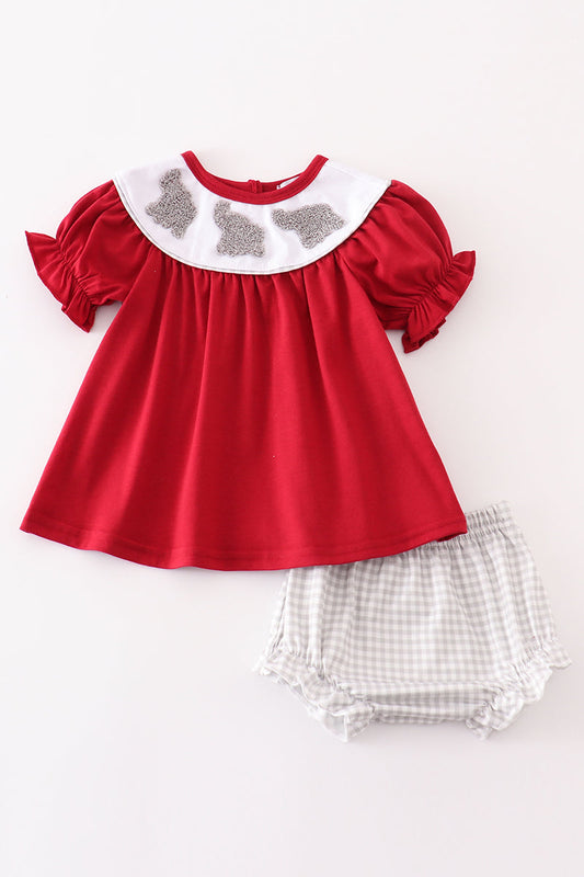Maroon Alabama French Knot Girls Set