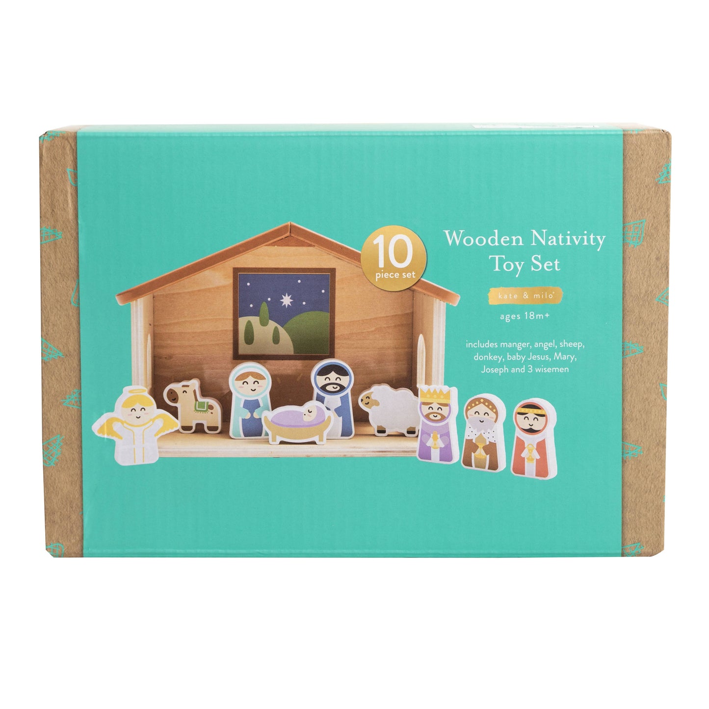 Wood Nativity Play Set, 10 Piece Christmas Toy Set For Kids