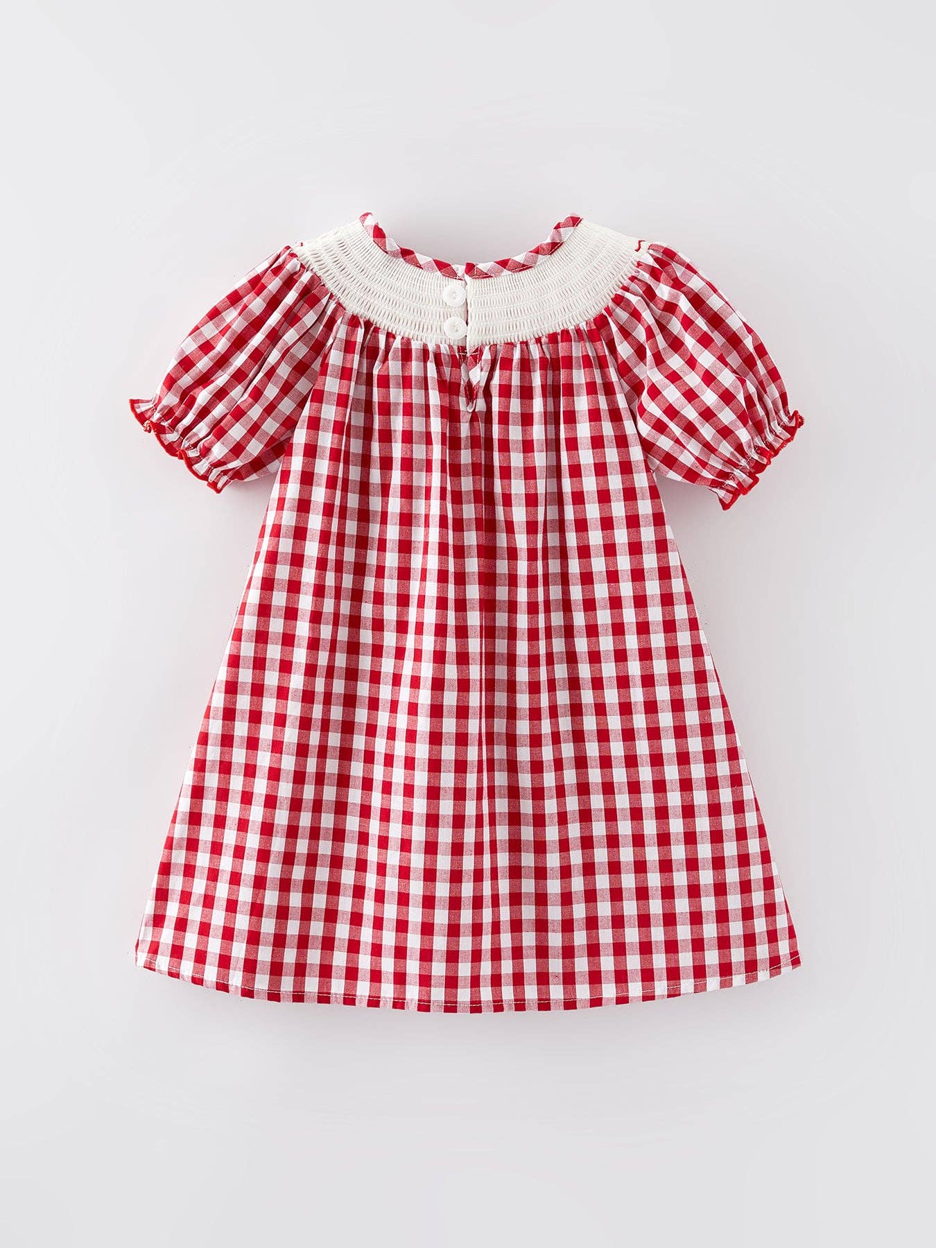 Valentine's Day Dinosaur Bow Smocking Embroidered Dress