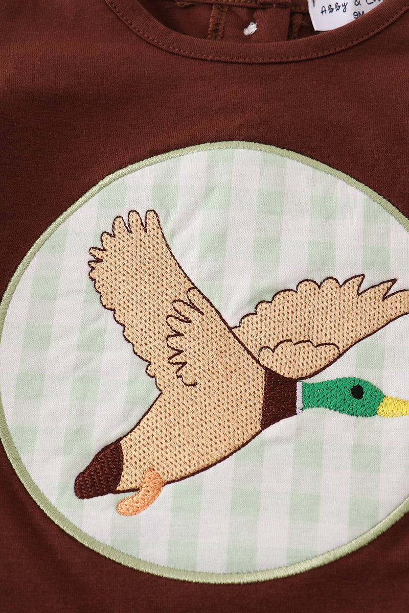Brown duck applique shorts set