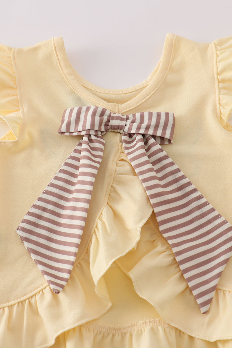 Highland cow applique ruffle bloomer set