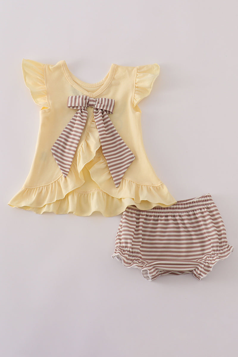 Highland cow applique ruffle bloomer set