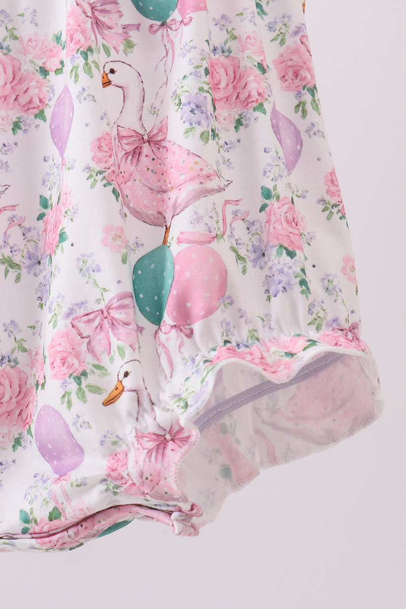 Pink duck smocked bubble