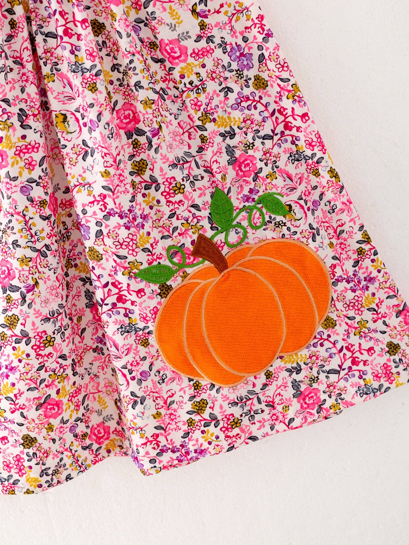 Halloween Girls Pumpkin Applique Dress