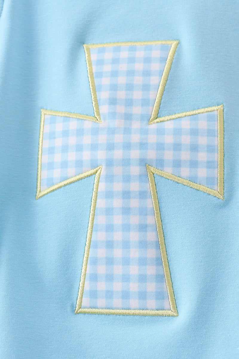 Blue cross applique romper