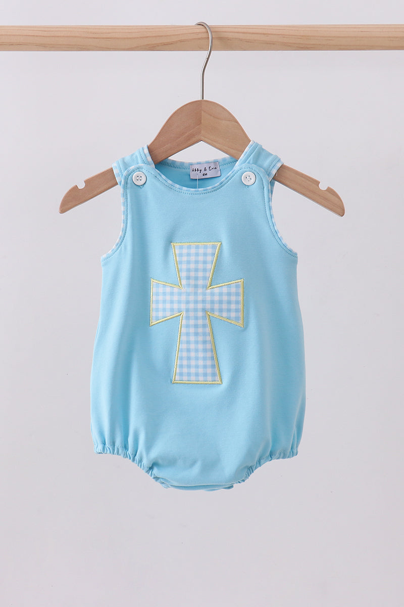 Blue cross applique romper