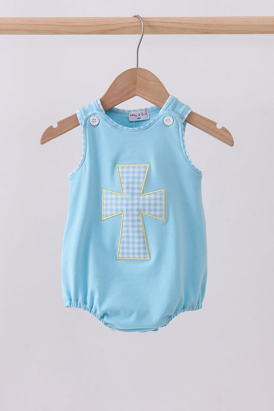 Blue cross applique romper