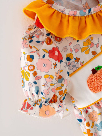 Halloween Pumpkin Chenille patches Girls Romper