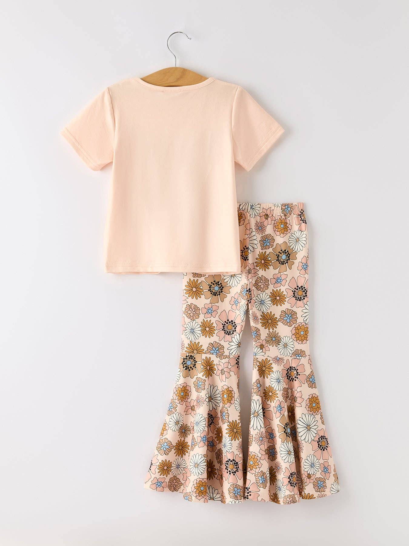 Girls Letter Print Top + Floral Pattern Pants