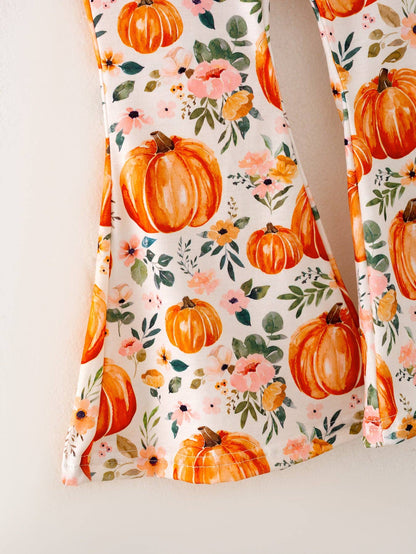 Girls Halloween Pumpkin Print Set