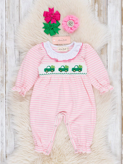 Clover Truck Smocked Ruffle Romper