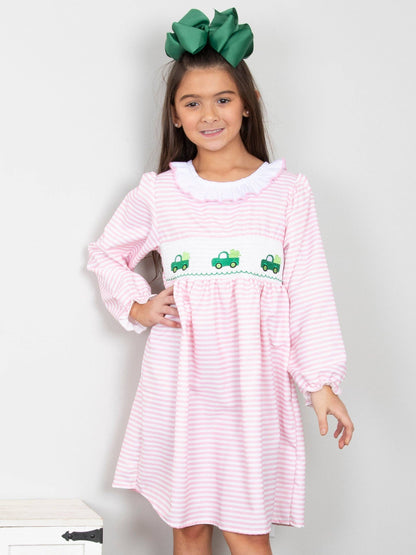 Clover Truck Smocked Ruffle Dress