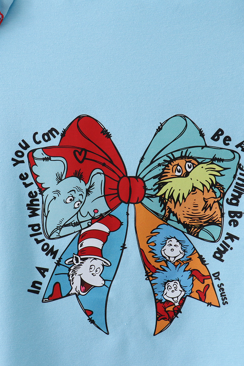 Red stripe Dr. Seuss bow ruffle pants set