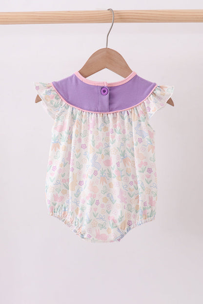 Purple floral happy easter embroidery bubble