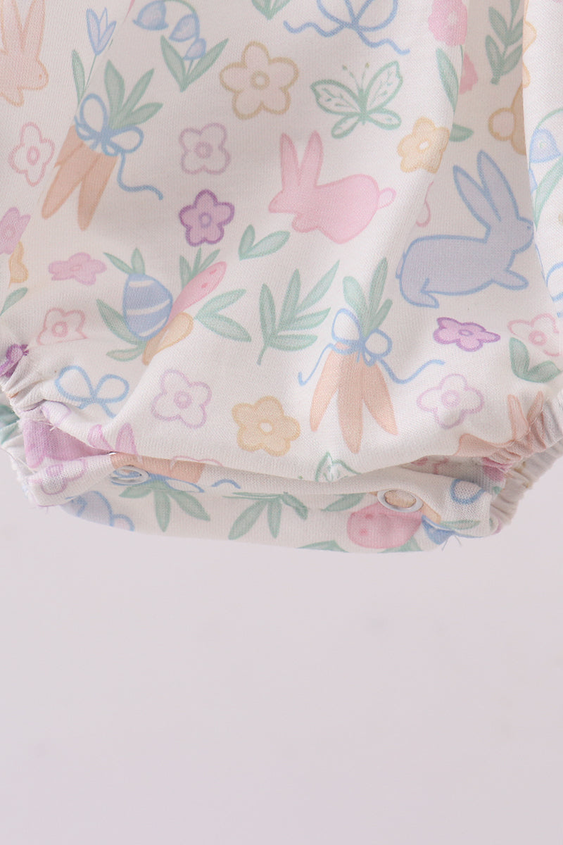 Purple floral happy easter embroidery bubble