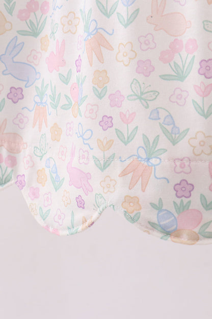 Purple happy easter floral embroidery dress