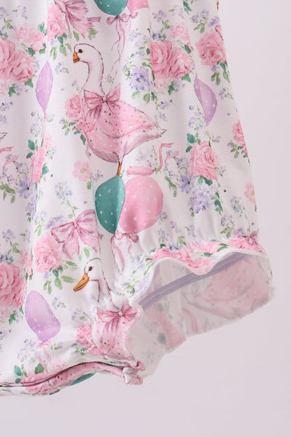 Pink duck smocked bubble