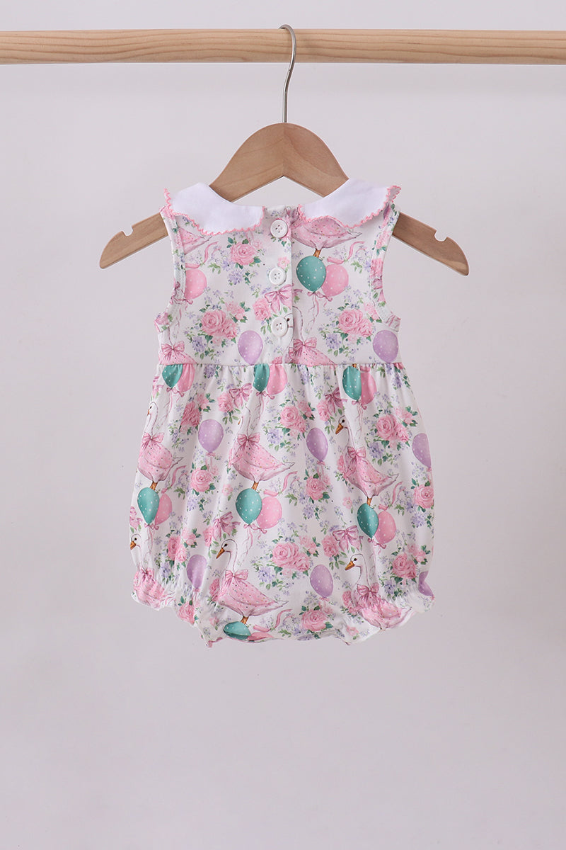 Pink duck smocked bubble