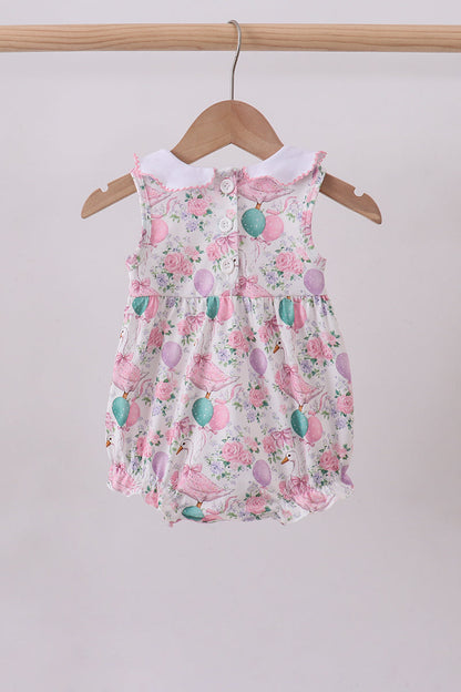 Pink duck smocked bubble