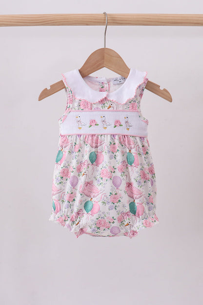 Pink duck smocked bubble