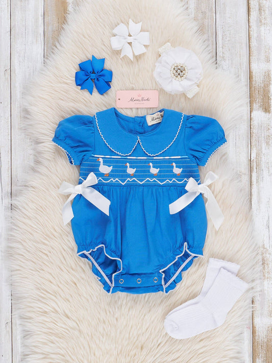 Darling Duckies Smocked Cotton Bubble