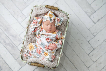 Infant Girls Botanical Ecru Baby Gown