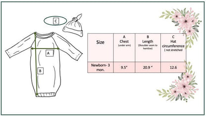 Infant Unisex Blue Sail Boat Baby Gown and Hat Set