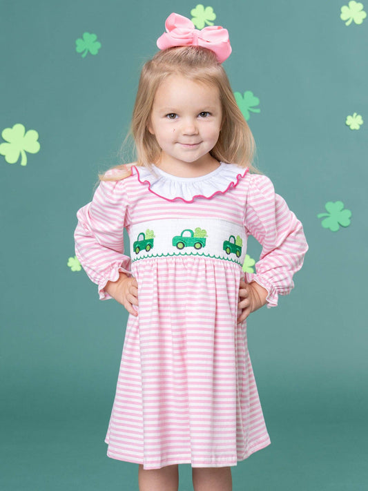 Clover Truck Smocked Ruffle Dress